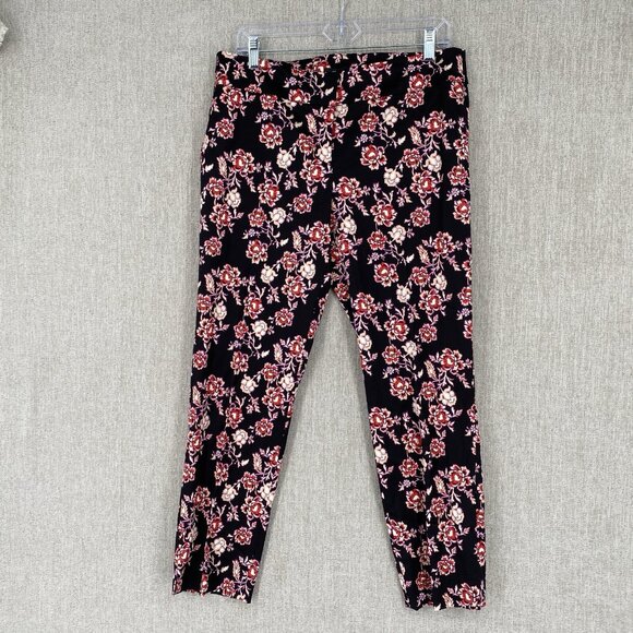 Ann Taylor Pants Ankle Satin Mid Rise Floral Jacquard Chino‎ 8 - Picture 1 of 15